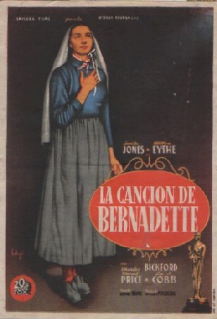 PROGRAMA DE CINE: LA CANCIÓN DE BERNADETTE