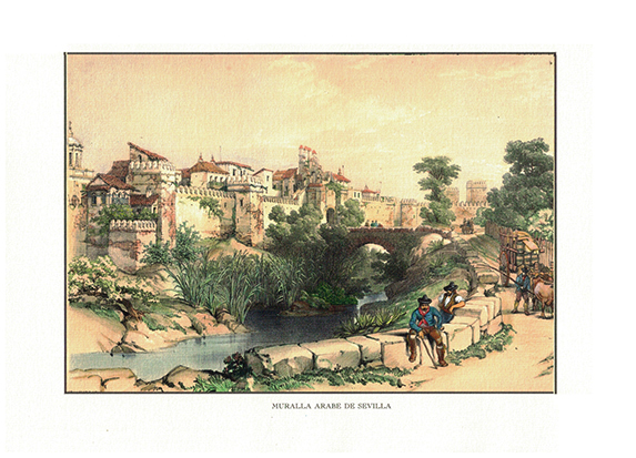 LITOGRAFIA (REPRODUCCION) SEVILLA - MURALLA ARABE DE SEVILLA.
