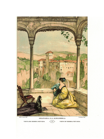 LITOGRAFIA (REPRODUCCION) GRANADA - LA ALHAMBRA. VISTA DE SIERRA NEVADA Nº 37.