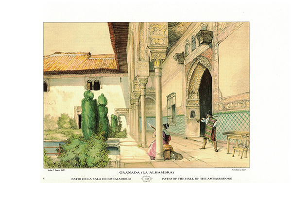 LITOGRAFIA (REPRODUCCION) GRANADA - LA ALHAMBRA. PATIO DE LA SALA DE EMBAJADORES Nº 40.