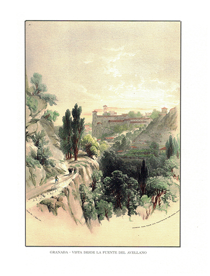 LITOGRAFIA (REPRODUCCION) GRANADA - VISTA DESDE LA FUENTE DEL AVELLANO Nº 33.