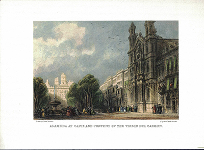 LITOGRAFIA (REPRODUCCION) CADIZ, ALAMEDA  AND CONVENT OF THE VIRGIN DEL CARMEN.