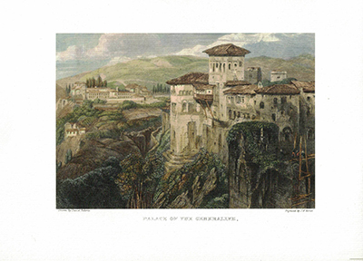 LITOGRAFIA (REPRODUCCION) GRANADA. PALACE OF THE GENERALIFE.