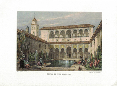LITOGRAFIA (REPRODUCCION) GRANADA. COURT OF THE ALBERCA.