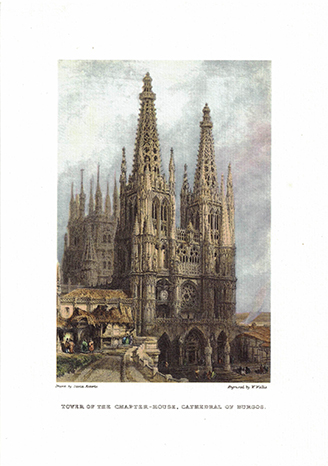 LITOGRAFIA (REPRODUCCION) BURGOS, TOWER OF THE CHAPTER-HOUSE, CATHEDRAL OF BURGOS.