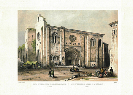 LITOGRAFIA (REPRODUCCION) VISTA EXTERIOR DE LA IGLESIA DE LA MAGDALENA EN ZAMORA - REPLIT-122,6