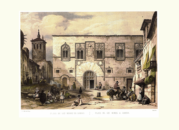 LITOGRAFIA (REPRODUCCION) VISTA EXTERIOR DE LA IGLESIA DE LA MAGDALENA EN ZAMORA - REPLIT-123,5