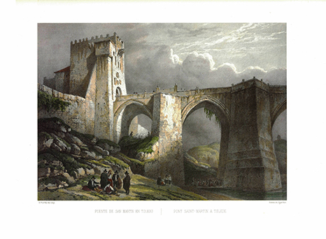LITOGRAFIA (REPRODUCCION) PUENTE DE SAN MARTIN EN TOLEDO. PEREZ VILLAMIL. REPLIT-127,4