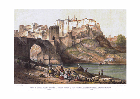 LITOGRAFIA (REPRODUCCION) PUENTE DE ALCANTARA, ALCAZAR, CONVENTO DE LA CONCEPCION FCA.- REPLIT-128,4