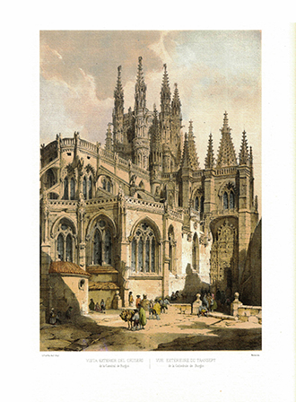 LITOGRAFIA (REPRODUCCION) VISTA EXTERIOR DEL CRUZERO DE LA CATEDRAL DE BURGOS - VILLAMIL. REPLIT-138 ,3