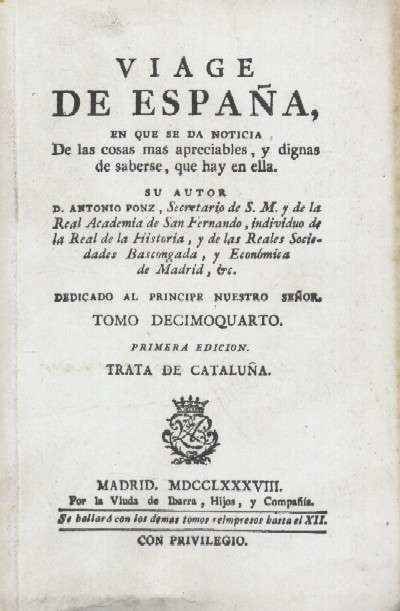 VIAGE DE ESPAÑA. TOMO XIV (Barcelona, Gerona, Lerida…)